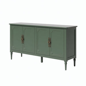 English Elm 58.9 Inch Sage Credenza with Carved Bronze Hardware Solid Wood Legs Dining Storage Green B082P517263