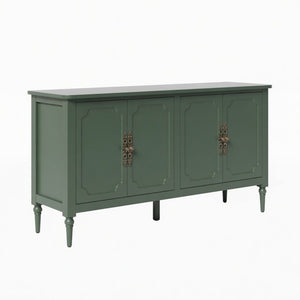 English Elm 58.9 Inch Sage Credenza with Carved Bronze Hardware Solid Wood Legs Dining Storage Green B082P517263