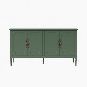 English Elm 58.9 Inch Sage Credenza with Carved Bronze Hardware Solid Wood Legs Dining Storage Green B082P517263