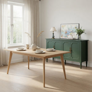 English Elm 58.9 Inch Sage Credenza with Carved Bronze Hardware Solid Wood Legs Dining Storage Green B082P517263