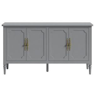 English Elm 58.9 Inch Sage Credenza with Carved Bronze Hardware Solid Wood Legs Dining Storage Grey B082P517264