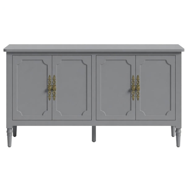 English Elm 58.9 Inch Sage Credenza with Carved Bronze Hardware Solid Wood Legs Dining Storage Grey B082P517264