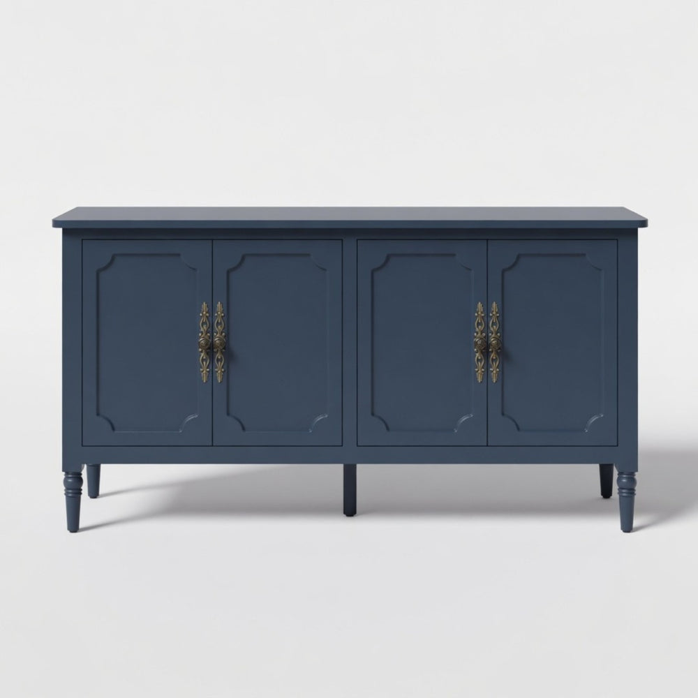 English Elm 58.9 Inch Vintage Blue Sideboard with Bronze Hardware and Adjustable Shelves for Dining B082P517266