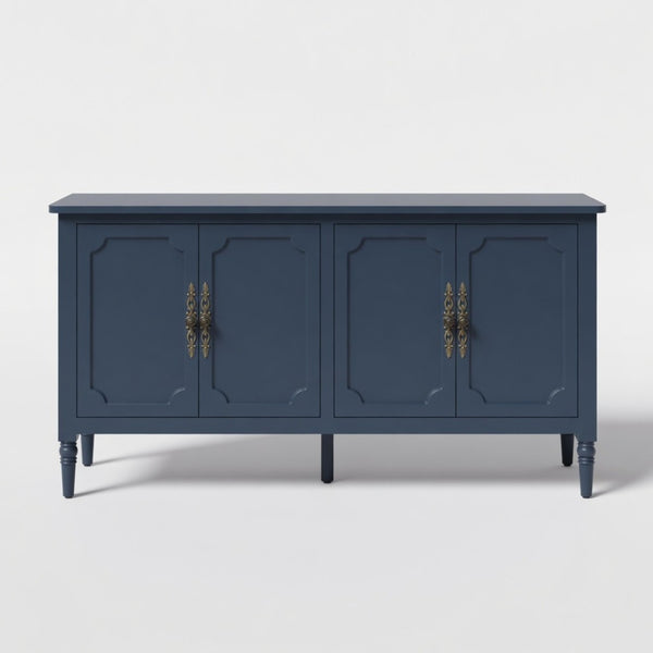 English Elm 58.9 Inch Vintage Blue Sideboard with Bronze Hardware and Adjustable Shelves for Dining B082P517266