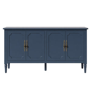 English Elm 58.9 Inch Vintage Blue Sideboard with Bronze Hardware and Adjustable Shelves for Dining B082P517266