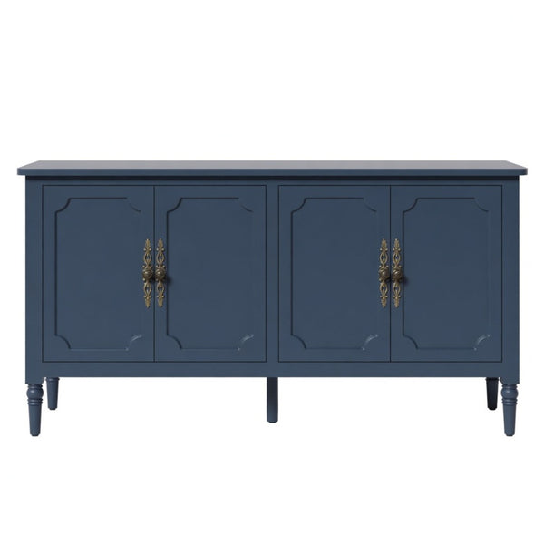 English Elm 58.9 Inch Vintage Blue Sideboard with Bronze Hardware and Adjustable Shelves for Dining B082P517266