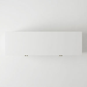 English Elm 58.9 Inch White Buffet Cabinet with Carved Bronze Hardware and Adjustable Interior Shelves B082P517267