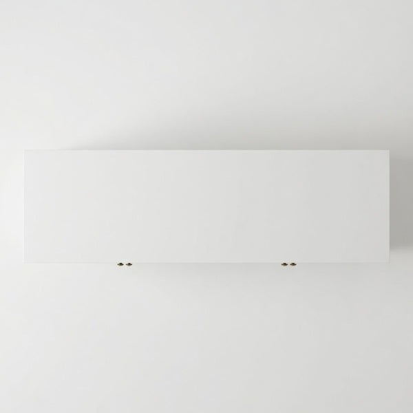 English Elm 58.9 Inch White Buffet Cabinet with Carved Bronze Hardware and Adjustable Interior Shelves B082P517267