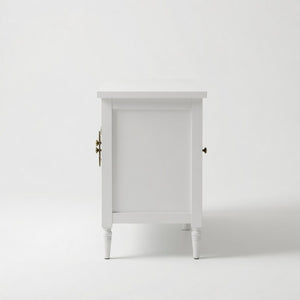 English Elm 58.9 Inch White Buffet Cabinet with Carved Bronze Hardware and Adjustable Interior Shelves B082P517267