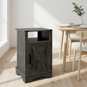 English Elm 16 Inch Farmhouse Nightstand with Built-In USB Charging Station and Cabinet Storage B082P517268
