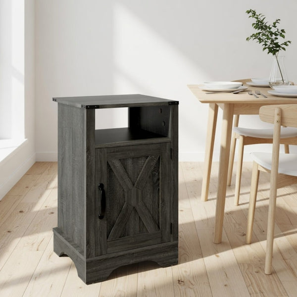 English Elm 16 Inch Farmhouse Nightstand with Built-In USB Charging Station and Cabinet Storage B082P517268