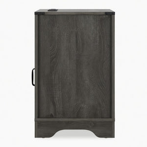 English Elm 16 Inch Farmhouse Nightstand with Built-In USB Charging Station and Cabinet Storage B082P517268