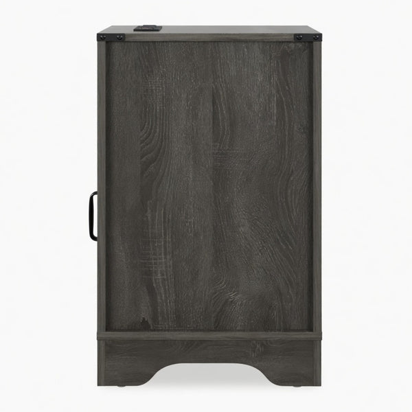 English Elm 16 Inch Farmhouse Nightstand with Built-In USB Charging Station and Cabinet Storage B082P517268