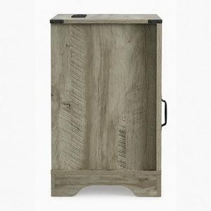 English Elm 16 Inch Farmhouse Nightstand with Built in USB Charging Cabinet and Open Shelf Storage B082P517269