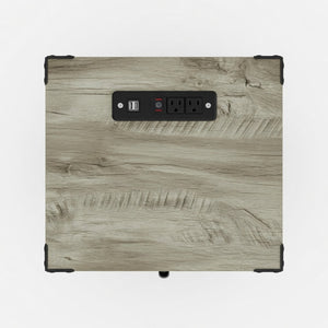 English Elm 16 Inch Farmhouse Nightstand with Built in USB Charging Cabinet and Open Shelf Storage B082P517269