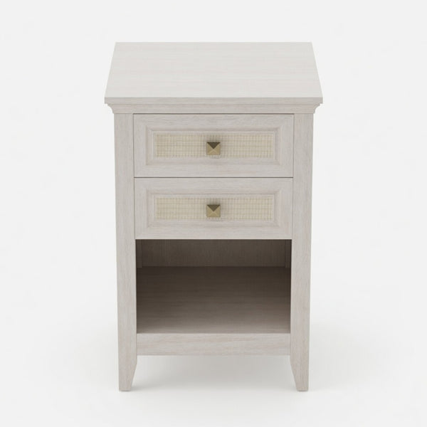 English Elm 17.7 Inch Hand Woven Rattan Nightstand Two Drawers Boho Bedside Table for Small Bedrooms B082P529482