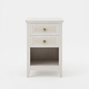 English Elm 17.7 Inch Hand Woven Rattan Nightstand Two Drawers Boho Bedside Table for Small Bedrooms B082P529482