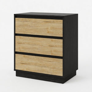 English Elm 23.6 Inch Two-Tone 3 Drawer Nightstand Push Open MDF Bedside Table Modern Bedroom B082P529488