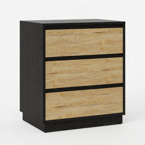 English Elm 23.6 Inch Two-Tone 3 Drawer Nightstand Push Open MDF Bedside Table Modern Bedroom B082P529488