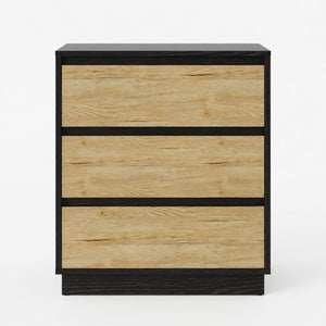 English Elm 23.6 Inch Two-Tone 3 Drawer Nightstand Push Open MDF Bedside Table Modern Bedroom B082P529488