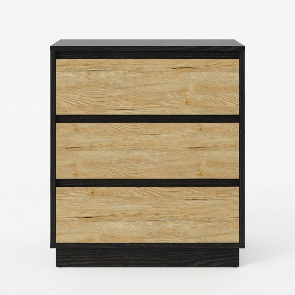 English Elm 23.6 Inch Two-Tone 3 Drawer Nightstand Push Open MDF Bedside Table Modern Bedroom B082P529488