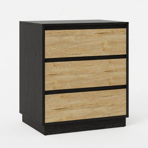 English Elm 23.6 Inch Two-Tone 3 Drawer Nightstand Push Open MDF Bedside Table Modern Bedroom B082P529488