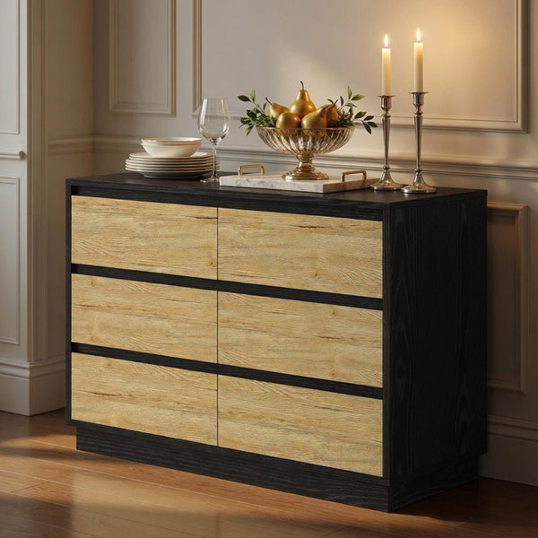 English Elm 23.6 Inch Two-Tone 3 Drawer Nightstand Push Open MDF Bedside Table Modern Bedroom B082P529488