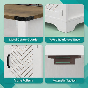 English Elm 16" Modern Farmhouse Nightstand with Rgb Led Lighting and Built-in Charging Station B082P529489