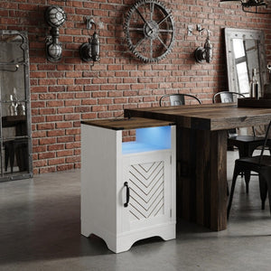 English Elm 16" Modern Farmhouse Nightstand with Rgb Led Lighting and Built-in Charging Station B082P529489