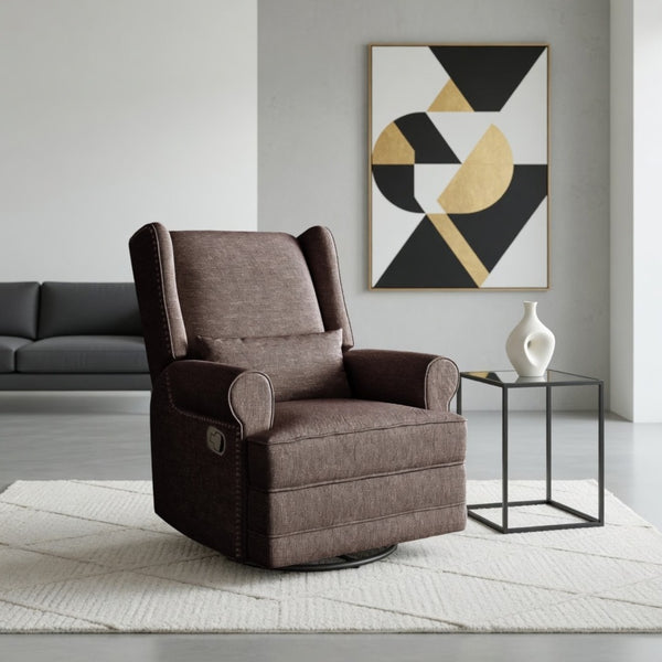 English Elm 34.25" Wide Swivel Glider Recliner with Footrest Lumbar Support for Nursery B082P529492