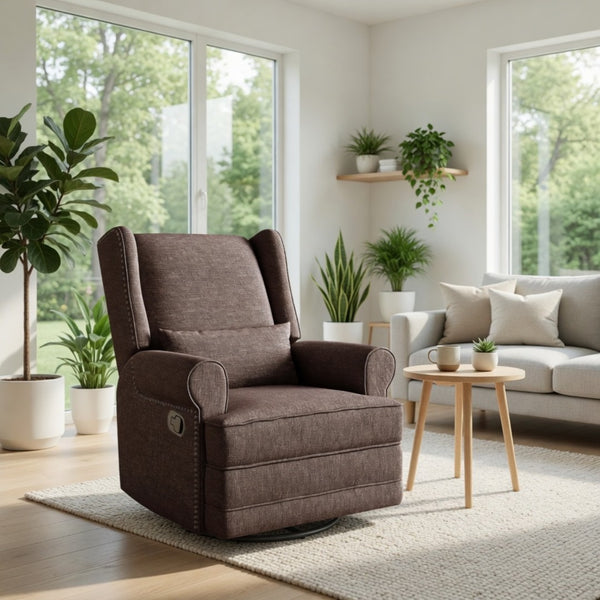 English Elm 34.25" Wide Swivel Glider Recliner with Footrest Lumbar Support for Nursery B082P529492