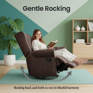 English Elm 34.25" Wide Swivel Glider Recliner with Footrest Lumbar Support for Nursery B082P529492