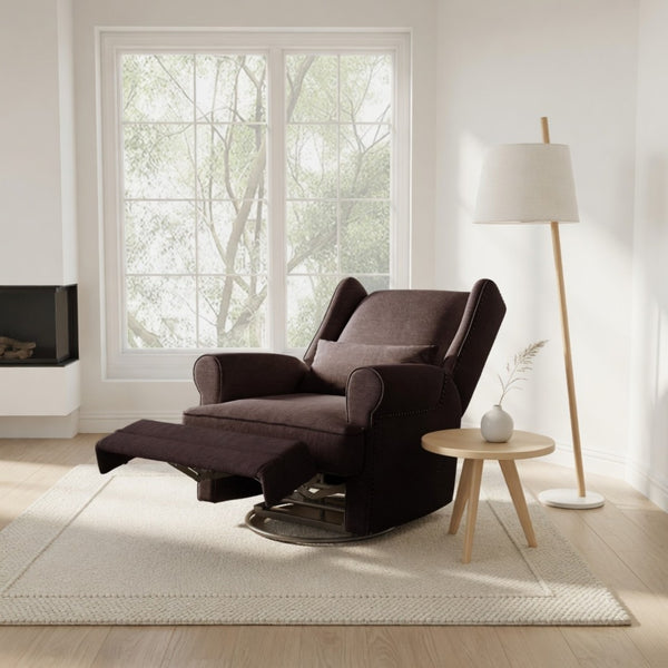 English Elm 34.25" Wide Swivel Glider Recliner with Footrest Lumbar Support for Nursery B082P529492