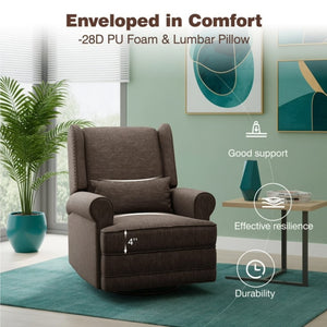 English Elm 34.25" Wide Swivel Glider Recliner with Footrest Lumbar Support for Nursery B082P529492