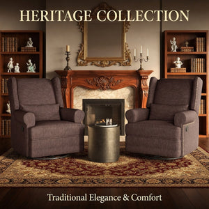 English Elm 34.25" Wide Swivel Glider Recliner with Footrest Lumbar Support for Nursery B082P529492