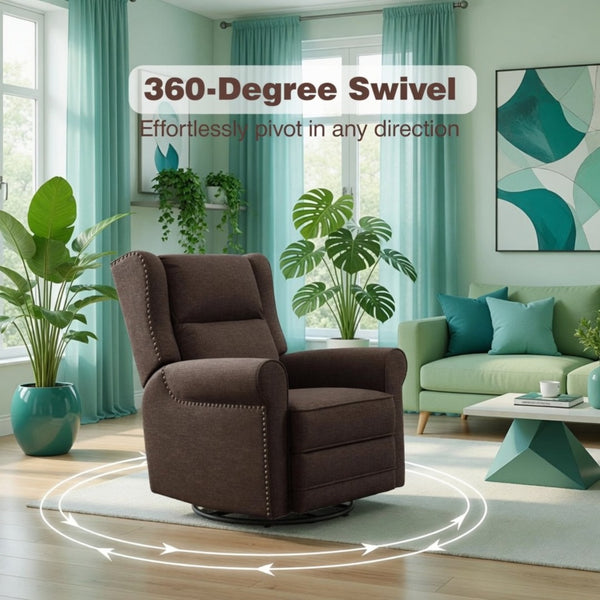 English Elm 34.25" Wide Swivel Glider Recliner with Footrest Lumbar Support for Nursery B082P529492
