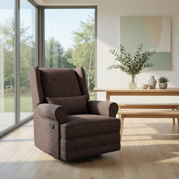 English Elm 34.25" Wide Swivel Glider Recliner with Footrest Lumbar Support for Nursery B082P529492