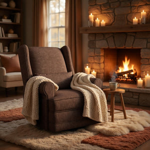 English Elm 34.25" Wide Swivel Glider Recliner with Footrest Lumbar Support for Nursery B082P529492