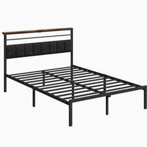 English Elm 60.4X 84.7\ Queen Platform Bed Metal Frame USB Charging Headboard Shelves Storage B082P529495