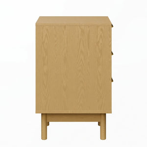 English Elm 23.6 Inch Fluted Natural Wood 3 Drawer Dresser with Gold Hardware for Compact Spaces B082P529499