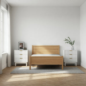 English Elm 23.6” 23.6" Fluted White 3 Drawer Compact Dresser with Gold Handles for Bedroom Storage B082P529500