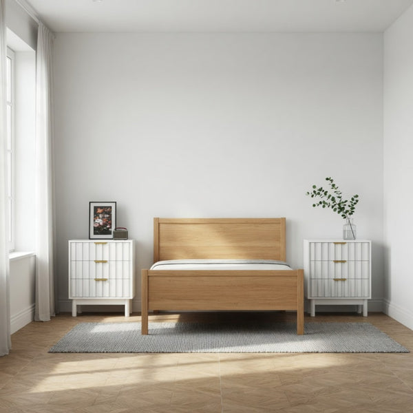 English Elm 23.6” 23.6" Fluted White 3 Drawer Compact Dresser with Gold Handles for Bedroom Storage B082P529500