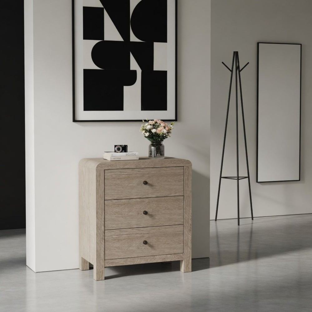 English Elm 23.6 Inch Wood Grain 3 Drawer Chest with Soft Close Glides for Bedroom or Entryway Natural B082P529501