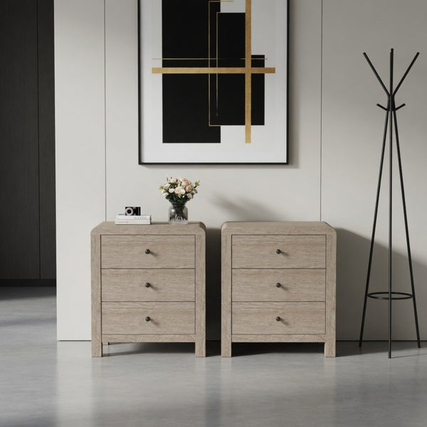 English Elm 23.6 Inch Wood Grain 3 Drawer Chest with Soft Close Glides for Bedroom or Entryway Natural B082P529501