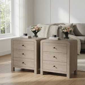 English Elm 23.6 Inch Wood Grain 3 Drawer Chest with Soft Close Glides for Bedroom or Entryway Natural B082P529501