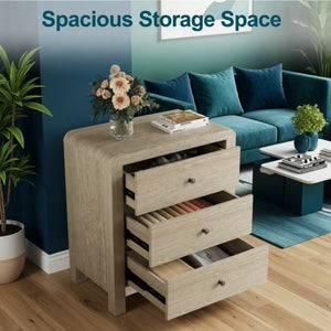 English Elm 23.6 Inch Wood Grain 3 Drawer Chest with Soft Close Glides for Bedroom or Entryway Natural B082P529501