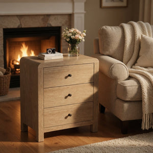 English Elm 23.6 Inch Wood Grain 3 Drawer Chest with Soft Close Glides for Bedroom or Entryway Natural B082P529501