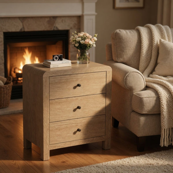 English Elm 23.6 Inch Wood Grain 3 Drawer Chest with Soft Close Glides for Bedroom or Entryway Natural B082P529501