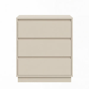 English Elm 23.6 Inch Wide Beige Matte Nightstand with Three Soft Close Drawers for Modern Bedroom B082P529502