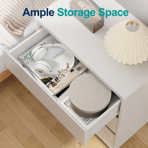 English Elm 23.6 Inch Wood Grain 3 Drawer Chest with Soft Close Glides for Bedroom or Entryway White B082P529503